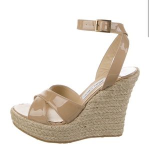 Jimmy Choo Nude Patent Leather Espadrilles Size 8